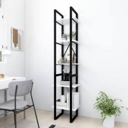 Berkfield Home 5-Tier Book Cabinet White 40x30x175 cm Engineered Wood - Size: 40 x 30 x 175 cm - thumbnail 2