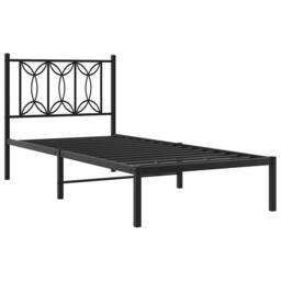 Berkfield Home Metal Bed Frame without Mattress with Headboard Black 90x190cm - Size: 90x190 cm - thumbnail 3
