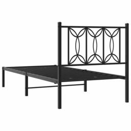 Berkfield Home Metal Bed Frame without Mattress with Headboard Black 90x190cm - Size: 90x190 cm - thumbnail 6