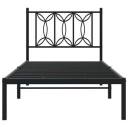 Berkfield Home Metal Bed Frame without Mattress with Headboard Black 90x190cm - Size: 90x190 cm - thumbnail 4