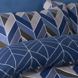 OHS Geo Duvet Cover Bedding Set Pillowcase Reversible Quilt Soft Chevron in Dark Navy - Size: King - thumbnail 3