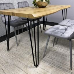 KOSY KOALA Dining Table Set With 4 Grey Velvet Chairs Modern Kitchen Dining Room Furniture in Brown - thumbnail 6