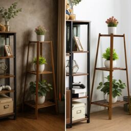 Rafaelo Mobilia Wooden 3 Tier Indoor Outdoor Plant Stand in Brown - thumbnail 3
