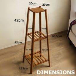 Rafaelo Mobilia Wooden 3 Tier Indoor Outdoor Plant Stand in Brown - thumbnail 8