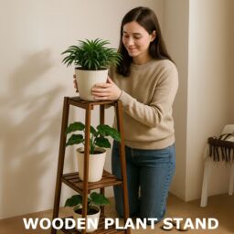 Rafaelo Mobilia Wooden 3 Tier Indoor Outdoor Plant Stand in Brown - thumbnail 7