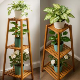 Rafaelo Mobilia Wooden 3 Tier Indoor Outdoor Plant Stand in Brown - thumbnail 2