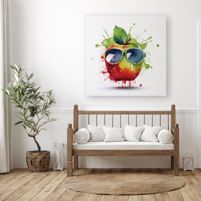 "Warren Reed - Designer Apple In Glasses Splashart Canvas - Size: W30"" x H30""" - image 1
