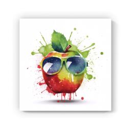"Warren Reed - Designer Apple In Glasses Splashart Canvas - Size: W30"" x H30""" - thumbnail 2