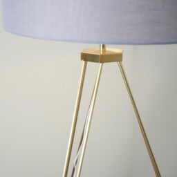 ValueLights Aero Hairpin Tripod Gold Floor Lamp with Grey Gold Shade with LED Bulb - thumbnail 4
