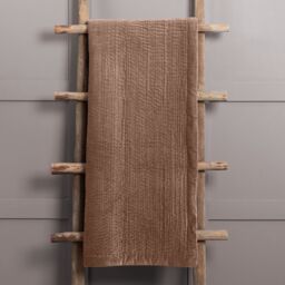 Voyage Maison Haze 100% Cotton Velvet Quilted Throw in Coral - Size: 140 cm x 200 cm
