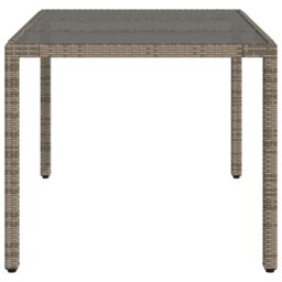 Berkfield Home Garden Table with Glass Top Grey 150x90x75 cm Poly Rattan - Size: 150 x 90 x 75 cm - thumbnail 5