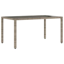 Berkfield Home Garden Table with Glass Top Grey 150x90x75 cm Poly Rattan - Size: 150 x 90 x 75 cm - thumbnail 6