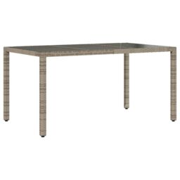 Berkfield Home Garden Table with Glass Top Grey 150x90x75 cm Poly Rattan - Size: 150 x 90 x 75 cm - thumbnail 2