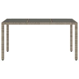 Berkfield Home Garden Table with Glass Top Grey 150x90x75 cm Poly Rattan - Size: 150 x 90 x 75 cm - thumbnail 4