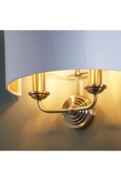 Netlighting Highclere Shade Wall Lamp Antique Brass Plate Vintage White Fabric in Gold - thumbnail 6
