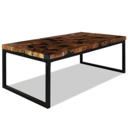 Berkfield Home Coffee Table Teak Resin 110x60x40 cm Black & Brown - Size: 110 x 60 x 40 cm - thumbnail 4