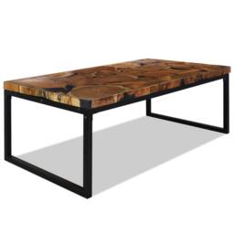 Berkfield Home Coffee Table Teak Resin 110x60x40 cm Black & Brown - Size: 110 x 60 x 40 cm - thumbnail 1