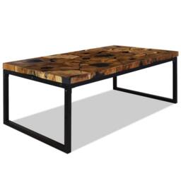 Berkfield Home Coffee Table Teak Resin 110x60x40 cm Black & Brown - Size: 110 x 60 x 40 cm - thumbnail 5