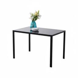 KOSY KOALA Modern Black Glass Dining Table Set with 4 Grey Dining Chairs - Size: 120 cm x 70 cm - thumbnail 3