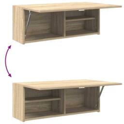 Berkfield Home Bathroom Wall Cabinet Sonoma Oak 80x25x30 cm Engineered Wood in Light Brown - Size: 80 x 25 x 30 cm - thumbnail 9