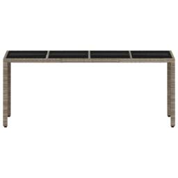 Berkfield Home Garden Table with Glass Top Light Grey 190x90x75 cm Poly Rattan - Size: 190 x 90 x 75 cm - thumbnail 5