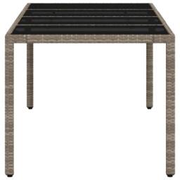 Berkfield Home Garden Table with Glass Top Light Grey 190x90x75 cm Poly Rattan - Size: 190 x 90 x 75 cm - thumbnail 6