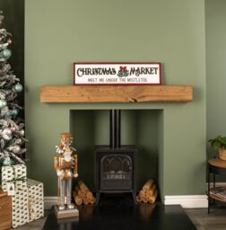 Samuel Alexander 82cm White Wooden Christmas Market Hanging Sign - thumbnail 2