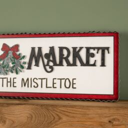 Samuel Alexander 82cm White Wooden Christmas Market Hanging Sign - thumbnail 5