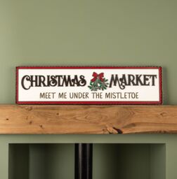 Samuel Alexander 82cm Black & White Wooden Christmas Market Hanging Sign