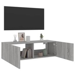 Berkfield Home TV Wall Cabinet with LED Lights Grey Sonoma 100x35x31 cm - Size: 100 x 35 x 31 cm - thumbnail 8