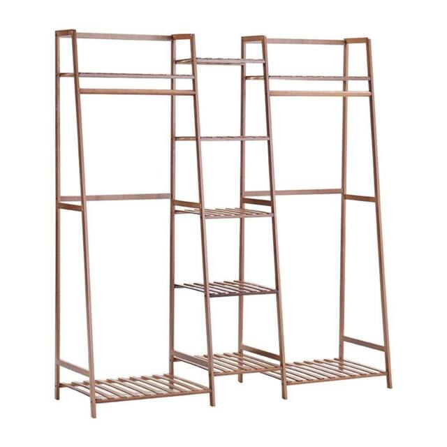 Kelvenix Brown Rustic Wooden Clothes Rail Rack - image 1