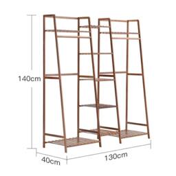 Kelvenix Brown Rustic Wooden Clothes Rail Rack - thumbnail 2