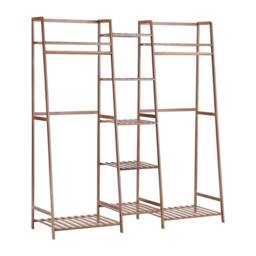 Kelvenix Brown Rustic Wooden Clothes Rail Rack