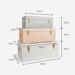 Beautify Set of 3 Pastel Stainless Steel Storage Trunks in Grey - thumbnail 8