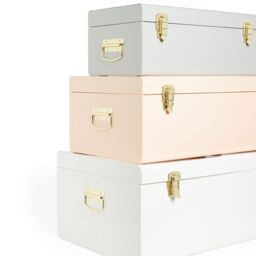 Beautify Set of 3 Pastel Stainless Steel Storage Trunks in Grey - thumbnail 7
