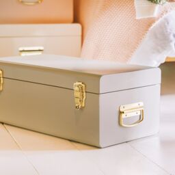 Beautify Set of 3 Pastel Stainless Steel Storage Trunks in Grey - thumbnail 4