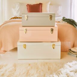 Beautify Set of 3 Pastel Stainless Steel Storage Trunks in Grey - thumbnail 3