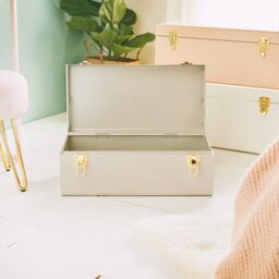 Beautify Set of 3 Pastel Stainless Steel Storage Trunks in Grey - thumbnail 6