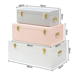 Beautify Set of 3 Pastel Stainless Steel Storage Trunks in Grey - thumbnail 9