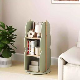 Costway Kid's Rotating Bookshelf 360° Display Corner Book Shelf-Green in Black - thumbnail 6
