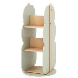 Costway Kid's Rotating Bookshelf 360° Display Corner Book Shelf-Green in Black - thumbnail 1