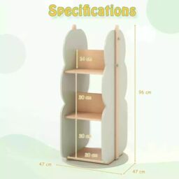 Costway Kid's Rotating Bookshelf 360° Display Corner Book Shelf-Green in Black - thumbnail 2