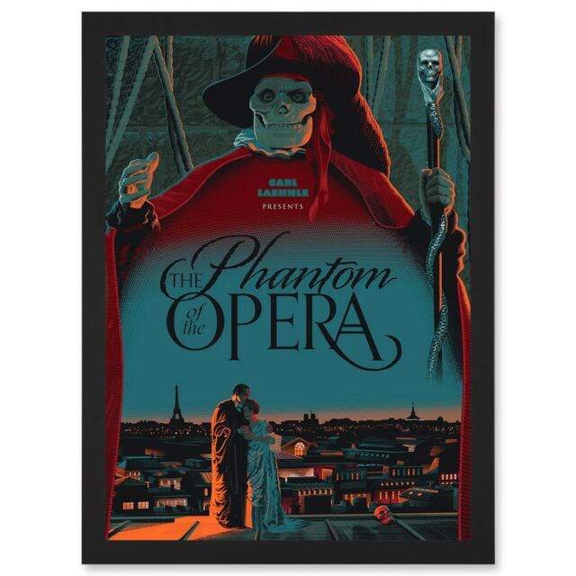 Artery8 Film Movie Paris Skull Laemmle Phantom Opera Musical Artwork Framed Wall Art Print A4 in Black - image 1