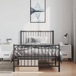 Berkfield Home Metal Bed Frame with Headboard & Footboard Black 100x190 cm - thumbnail 3
