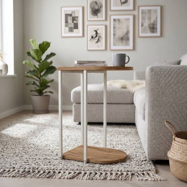 Decortie 'Roya' Half-Round Side Table with Metal Frame in Brown - image 1