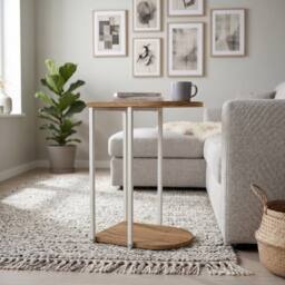 Decortie 'Roya' Half-Round Side Table with Metal Frame in Brown
