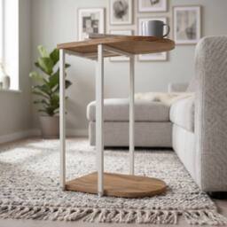 Decortie 'Roya' Half-Round Side Table with Metal Frame in Brown - thumbnail 7