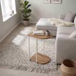 Decortie 'Roya' Half-Round Side Table with Metal Frame in Brown - thumbnail 3