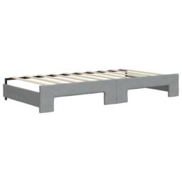 Berkfield Home Daybed with Trundle & Mattresses Light Grey 90x190 cm Fabric - thumbnail 5