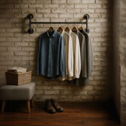 Storvo Industrial Heavy Duty Pipe Wall-Mounted Floating Hanging Rail in Black - thumbnail 5